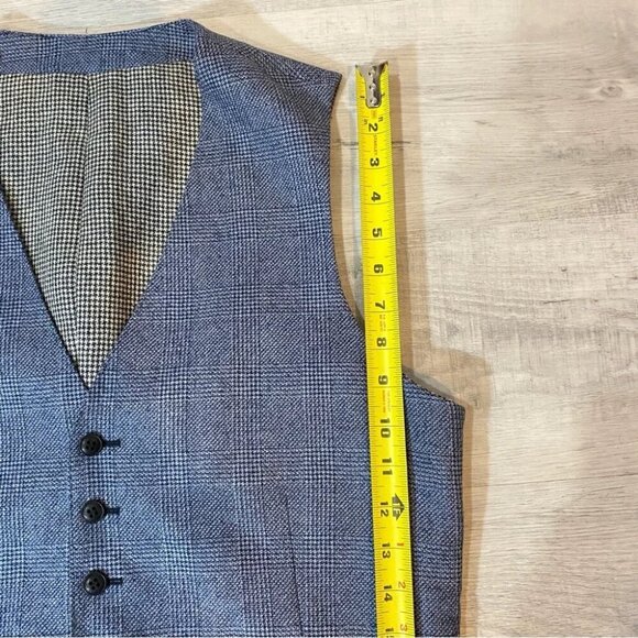 Tailored Blue Grey Formal Tweed Vest or Waistcoat - Picture 11 of 17